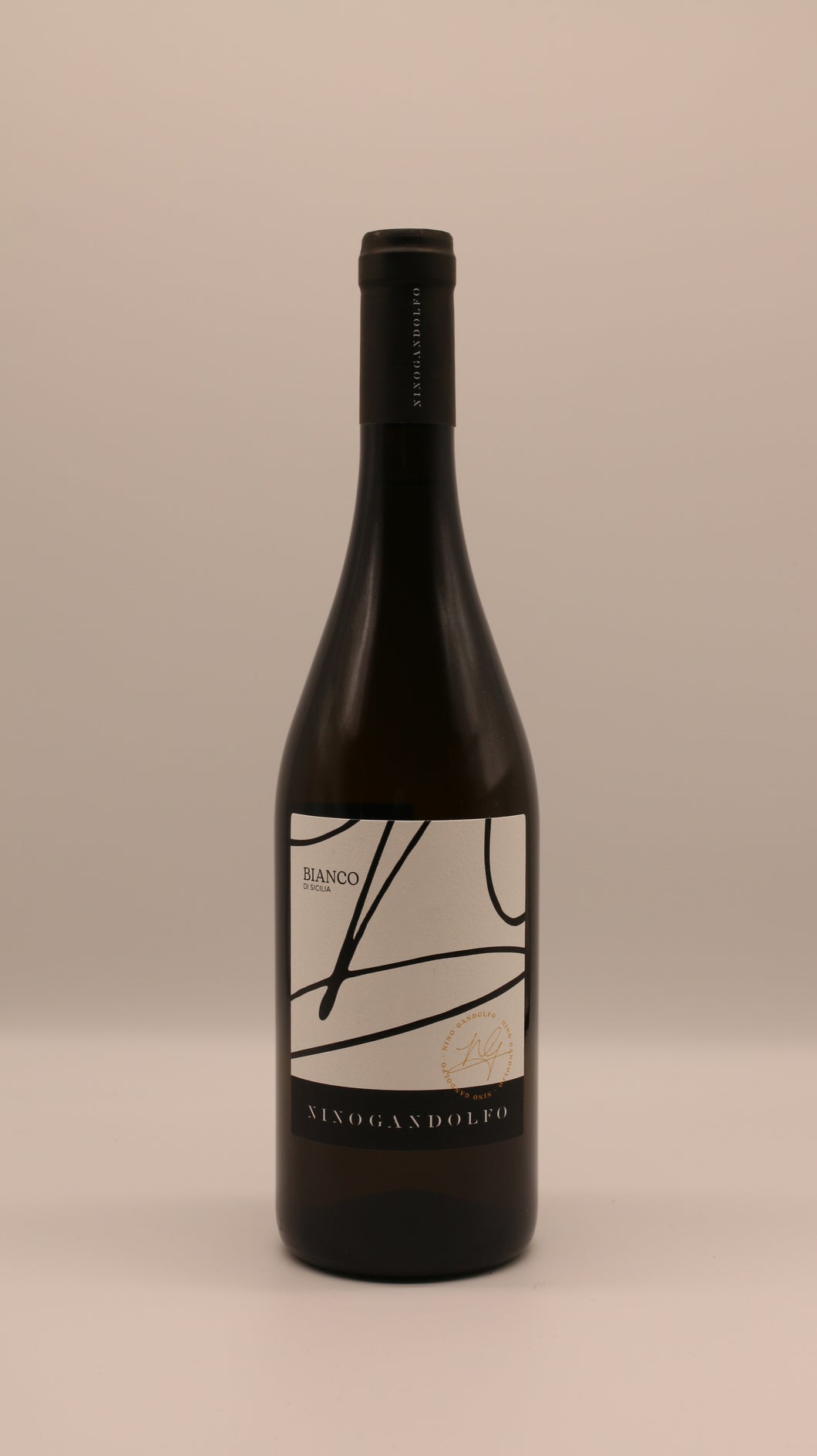 Bianco di Sicilia 2024 von Nino Gandolfo – trockener sizilianischer Weißwein mit fruchtigen Noten, elegante Flasche mit minimalistischem Design